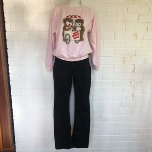 Vintage 80s Grandma Sweatshirt  Hot Dogy Fuzzi Bear 100% Cotton Size M